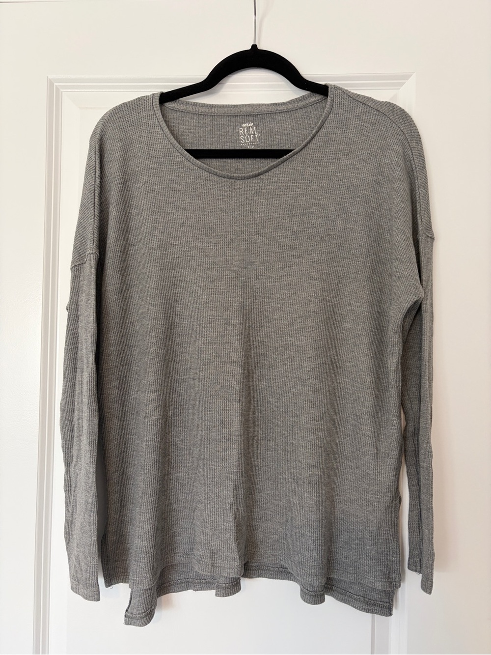 Aerie Grey Long Sleeve Waffle Top